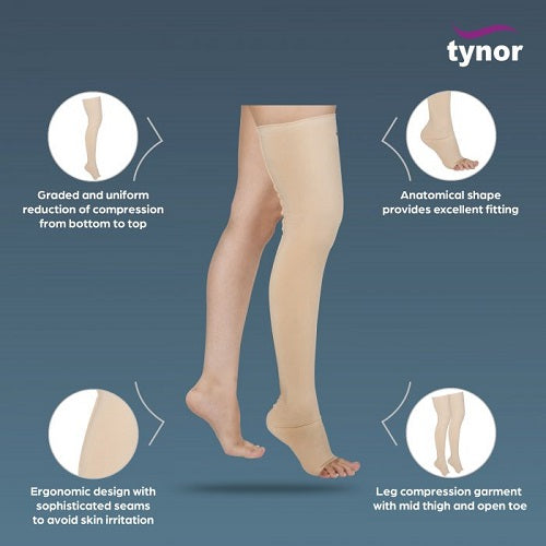 Compression Garment Leg Mid Thigh Open Toe Tynor