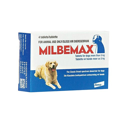 Milbemax Dogs 4 Tablets >5Kg – Cura Pharm