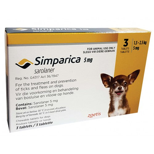 Simparica Tablets 5mg 1.3kg-2.5kg Yellow  3